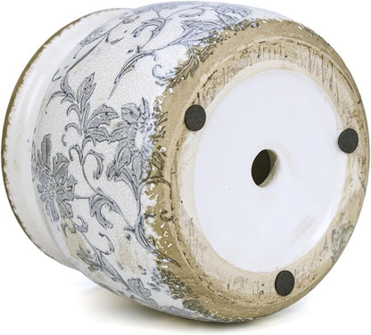 Dosayes Ceramic Pot for Planter, Vintage Flower Pot with Drainage Holes, 6.29 inch Ice Crack Glazed Indoor Planters Pot (Old World)