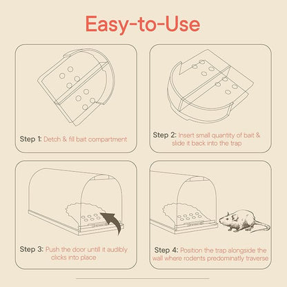 Campior Humane Mouse Trap Pack of 2, Live Mouse Traps Catch and Release for Indoors & Outdoors, Pet & Child Safe, 6.69" Reusable Plastic Mouse Cage with Spring Door, Cleaning Brush Included, Blue