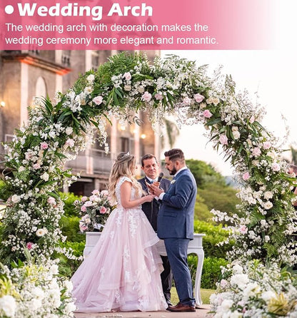 Queension Extra Large Wedding Arch for Ceremony 8.5Ft Wide 7.4Ft High, Metal Balloon Arches Backdrop Stand with Base for Party Supplies, Outdoor Garden Trellis for Climbing Plant, Round Frame, Black