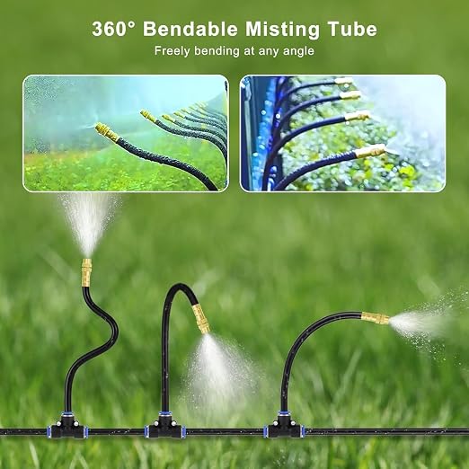 50FT Drip Irrigation System,Everything You Need for Patio & Garden Watering – 15 Nozzles, Easy-Set Timer, and 5/16 Inch Hose for Greenhouse or Lawn Care