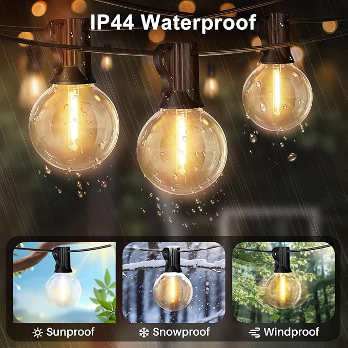 LAMPHOME LED Outdoor String Light, 26Feet Patio Lights with 12+1Edison Shatterproof Bulbs(1Spare), UL Waterproof Outside Lights connectable Dimmable for Backyard Porch Decor,Warm White