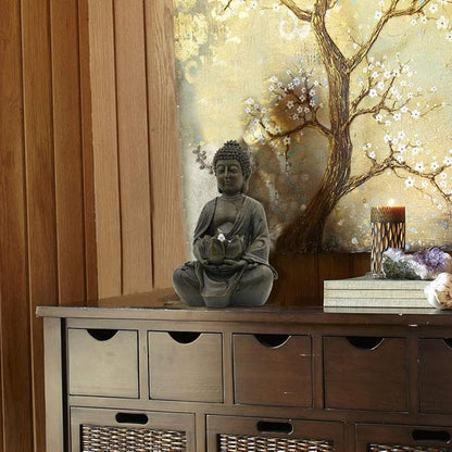Goodeco Meditation Small Buddha Statue Figurine -Buddha with LED Tea Lights Candle Holder,Gift idea,Zen Home Decor Meditation Accessories 8"
