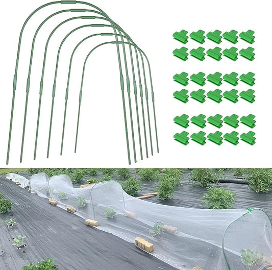 Garden Hoops Grow Tunnel for Raised Beds, 6 Sets 25.6" x 31.5" Rust-Proof Steel Greenhouse Hoops, Plant Support Garden Stakes Frame for Garden Fabric, Row Cover, Garden Netting