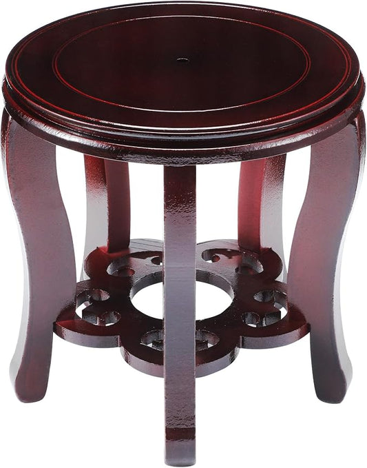Colingmill 11 Inch Wooden Oriental Plant Stand Chinese Vase Pot Display Stand Round Asian Style Wood Tall Planter Display Fishbowl Fish Tank Traditional Base for Home Indoor Outdoor Decoration