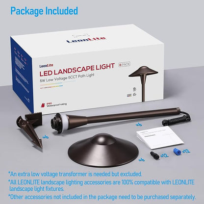 LEONLITE 6-Pack 5CCT Low Voltage LED Pathway Lights, Saucer Head | 12-24V AC/DC, IP65, Landscape Path Lights, for Walkway Yard Garden, 1800/2700/3000/4000/5000K, Oil Rubbed Bronze, Aluminum