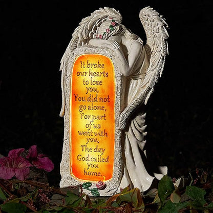 Angel Garden Statues Outdoor Decor, Solar Angel Figurines Lights for Garden Decoration Yard Art Memorial Gifts for Loss of Loved One | Crying Angel Statue Design, Solar lighted up Memorial Decor for Yard Art, Sympathy Gifts for Loss of Loved One