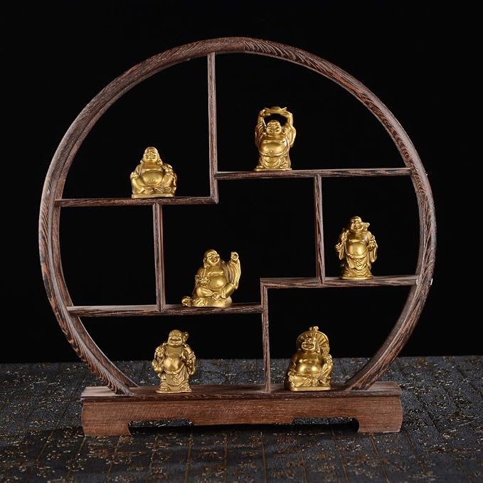 BRABUD Brass Laughing Buddha Figurines Lucky Happy Buddha Statue-2'' Set of 6 Gift