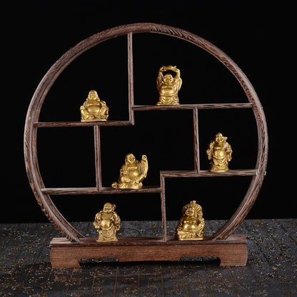 BRABUD Brass Laughing Buddha Figurines Lucky Happy Buddha Statue-2'' Set of 6 Gift