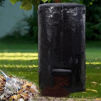 Compost Bin Bags 34 Gallon Garden Compost Bags Outdoor Reusable,Organic Waste Garden Yard Compost Bag Collapsible Leaf Lawn Bags Gardening Container (Black 4pcs)