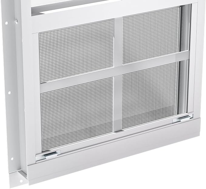 2 Pack Shed Windows 18" W x 27" H Flush Mount, White Household Windows for Playhouses, Barns, Chicken Coop