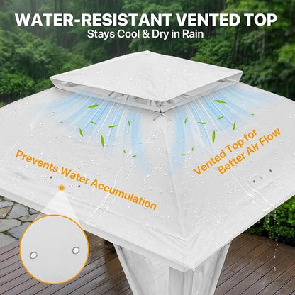 COOS BAY 11x11 Pop Up Gazebo with Mesh Netting, Instant Outdoor Canopy Tent, Water Resistant Shelter with UPF 50+ UV Protection, 121 Sq Ft Coverage, White
