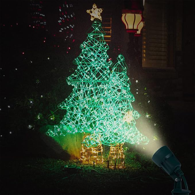 Outdoor Spotlight Plug in, Weather Resistant, Heavy Duty Stake, Landscape Light for Yard, Tree, Flag, Holiday Decor, 6FT Cord, 120V 300LM 5000K, Green, ETL Listed, 2Pack