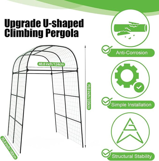 BUKLIYN Garden Arch Trellis for Climbing Plants Outdoor - Cucumber Trellis for Raised Bed, Size:71 * 87 inch, Garden Trellis for Climbing Plants, Cucumber, Vegetable, Tomato, Flowers