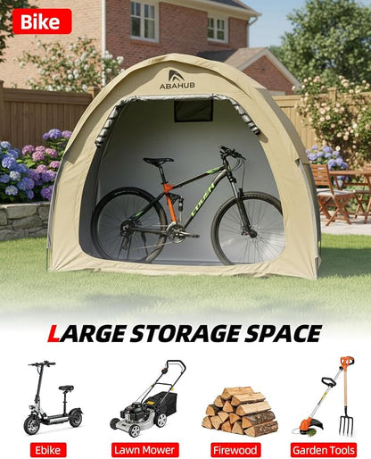 Abahub Portable Bike Storage Shed Tent, Outdoor Silver-Coated Bicycle Shelter with Rain Cover, PU4000 Waterproof 210D Oxford Fabric
