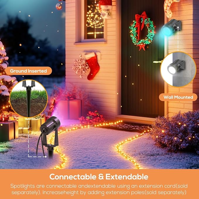 SUNTHIN Outdoor RGBW Landscape Lighting with Remote, Dusk to Dawn, 12 Pack | Outdoor LED Landscape Lighting with Remote Control, Color Changing Yard Lights, IP65 Waterproof for Garden, Trees, Lawn