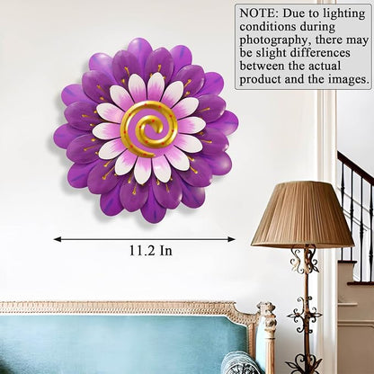 AHYS Metal Flowers Wall Decor Indoor Outdoor Metal Wall Art for Home Farmhouse Living Room Bedroom Bathroom Garden Decorations - Purple