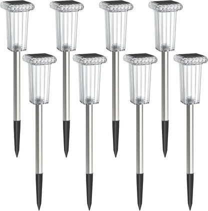 Solar Lights Outdoor 8 Pack LED Waterproof 10 Modes Pathway Outside Lights for Yard Garden Walkway Driveway Landscape Path Lighting, 3000K/4500K/6000K White & 6 Fixed Colors & Color Changing