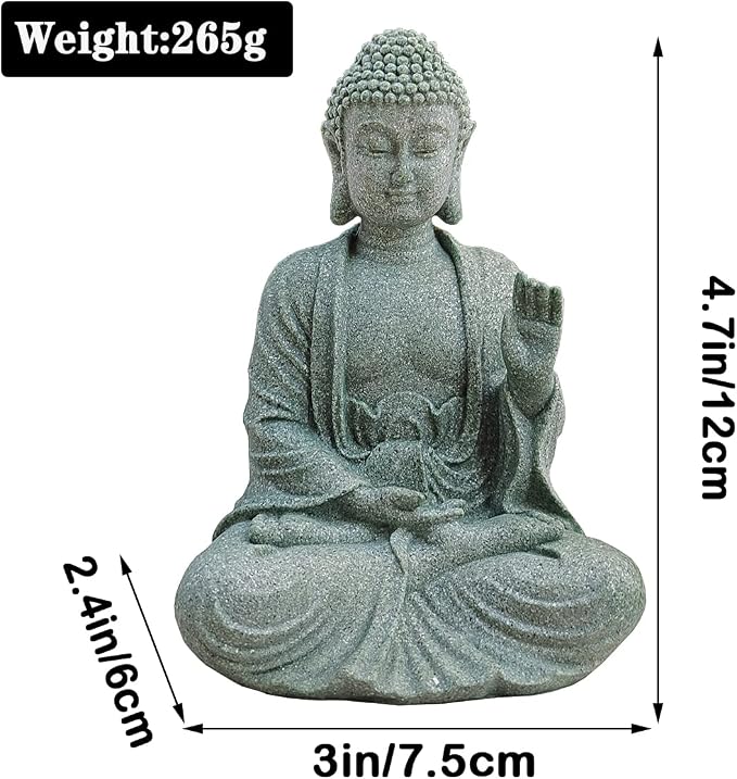 livelyfish Fish Tank Buddha Statue Handmade Japanese Aquarium Decoration Heavy-Duty Peace Hand Meditation Buda Sculpture for Aquarium Fish Tank Home Decor, Large-B