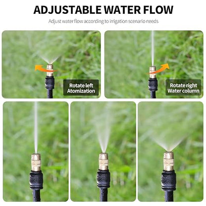 50FT Drip Irrigation System, Complete Garden Watering Kit with Rust-Proof Copper Nozzles - UV Stabilized Flexible Hose for Lawn, Greenhouse, Patio Plants
