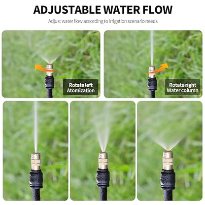 30FT Drip Irrigation System, Complete Garden Watering Kit with Rust-Proof Copper Nozzles - UV Stabilized Flexible Hose for Lawn, Greenhouse, Patio Plants