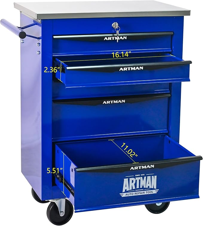 KEIKI 5 Drawers Tool Cart on Wheels,Multifunctional Rolling Tool Chest Tool Storage,Drawers Rolling Tool Trolley Organizer Tool Case for Garage, Warehouse, Workshop, Repair Shop (Blue)