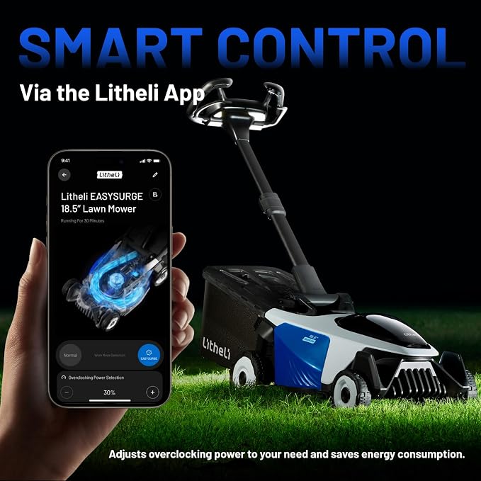 Litheli 21" Electric Lawn Mower Cordless, Self-Propelled Electric Mower with 40V Brushless Motor, Battery Powered Lawn Mower 4×8.0Ah Batteries and Rapid Charger Included