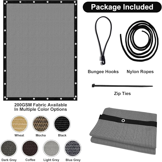 Artpuch 90% Sun Shade Cloth, 4 x 8 FT Pergola Shade Cover Canopy with Grommets, Sun Screen Fabric Tarp for Patio, Outdoor, Garden, Backyard, Light Grey