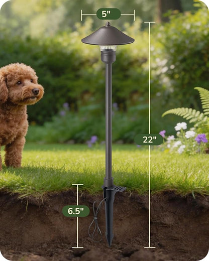 EDISHINE Low Voltage Pathway Lights, 3W 150 LM 3000K 16.5“ Tall LED Landscape Lights, 12V AC/DC 50,000Hrs Waterproof Aluminum Housing Outdoor Landscape Lighting for Path, Yard, Garden