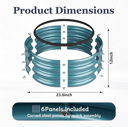 2 x 2 x 1 ft Round Raised Garden Bed, Blue 2 Pack 0.6 mm Thick Galvanized Steel Planter Box with Double Layer Paint and Safety Edge Trim for Vegetables Flowers Herbs Outdoor Garden