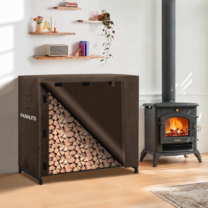4ft Firewood Rack Cover, Waterproof Heavy Duty 600D Oxford | Storage Wood Rack Cover for Patio, Yard, Indoor and Outdoor Use(Cover Only, Rack Not Included)