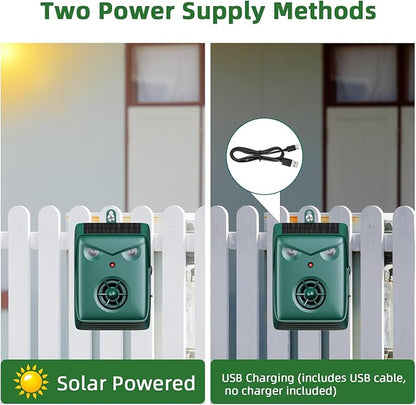 2026 New Solar Ultrasonic Bird Repellent Devices, Woodpecker Deterrent for House Siding, Waterproof Pigeon Repeller Outdoor Animal Repellent for Outside Balcony Patio Garden (2 Pack)