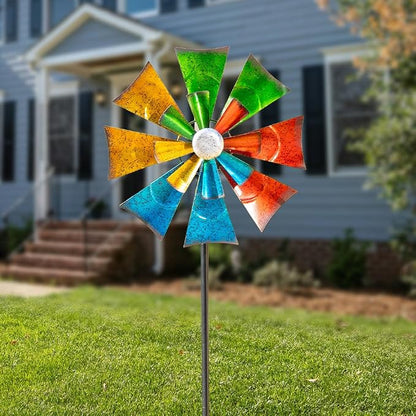 Viveta Metal Wind Spinners Outdoor, Colorful Kinetic Wind Spinner | Garden Wind Sculptures & Spinners for Outdoor Patio Yard Decor
