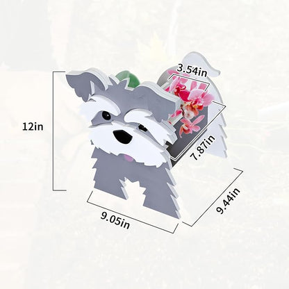 Schnauzer Gray Dog Planter, Cute Animal Shape Flower Planters, Plant Pots for Indoor/Outdoor Garden Decor, Unique Gifts/Souvenirs for Pet Lovers
