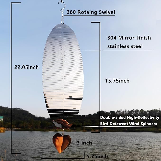 2pcs 15.8"x 5.9" Bird Deterren for Outside Patio Garden Porch Pool Window,Mirror High Reflective Bird Scare Devices Wind Spinners Outdoor Decor, to Keep Woodpecker Away from House