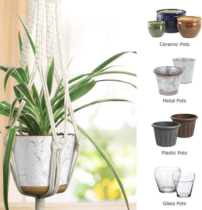 MIPON 3 Pack Macrame Plant Hangers, Hanging Planters for Indoor Plants | 3 Sizes (34"/41"/46") Handmade Cotton with Hooks, Boho Home Decor for Patio Balcony Living Room, Fits 5-10 Inch Pots