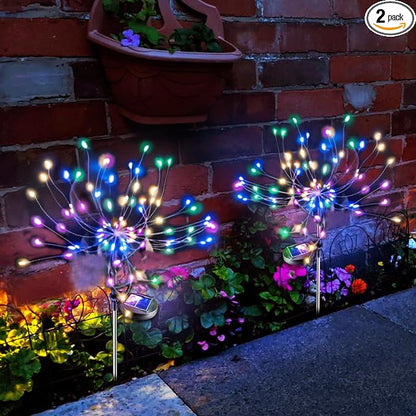 Anordsem Solar Garden Lights Outdoor: Bendable Copper Wire with 120 LED Firework Beads - Colorful Waterproof DIY Fairy Decoration for Yard Pathway Patio - Gifts for Women Mom Homeowners