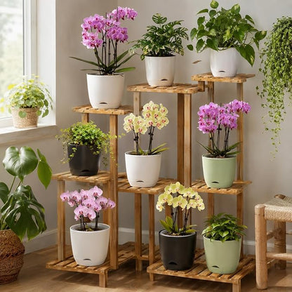 QCQHDU 2 Pack 5.7Inch Orchid Pots with Holes for Repotting, Double-Layer and Self Watering Orchid Pot with Good Air Circulation