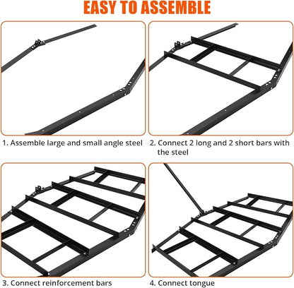 Driveway Drag 84" Width Steel Drag Harrow with Adjustable Bars, Support Up to 50 Lbs, Heavy Duty Yard Leveling Tools Pin Style Tow Behind Land Leveler for Tractors, Atvs, Utvs