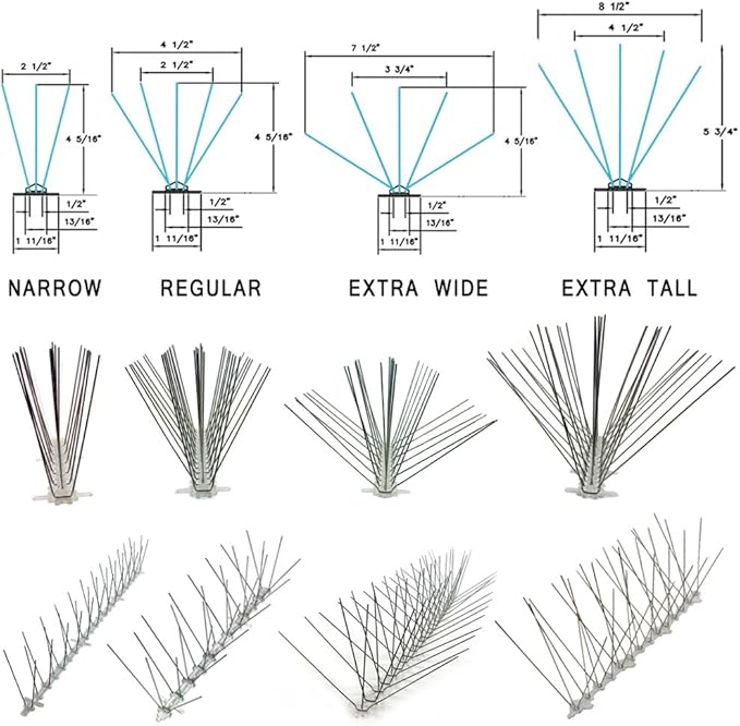 Bird-X STS-24 Regular Width 6-inch Stainless Steel Bird Spikes, Metal Pigeon Barrier, 24 Feet 6 Inch Wide Coverage