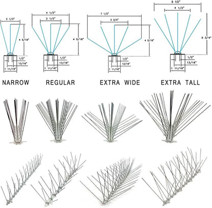Bird-X STS-24 Regular Width 6-inch Stainless Steel Bird Spikes, Metal Pigeon Barrier, 24 Feet 6 Inch Wide Coverage