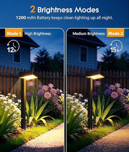 ELECLINK Solar Pathway Lights Outdoor, 12 Pack Garden Lights Solar Powered Path Lights with Larger LED Lens, 2 Light Modes Waterproof Outdoor Solar Light for Yard Driveway Walkway Landscape Patio Lawn