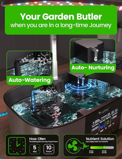 LETPOT LPH-Max 21-Pod Hydroponic Growing System Kits, Smart Indoor Garden with APP & WiFi Control, Auto Watering & Nutrient Supply, 36W Full Spectrum LED Grow Light, 7.5L Tank, Up to 30" Height