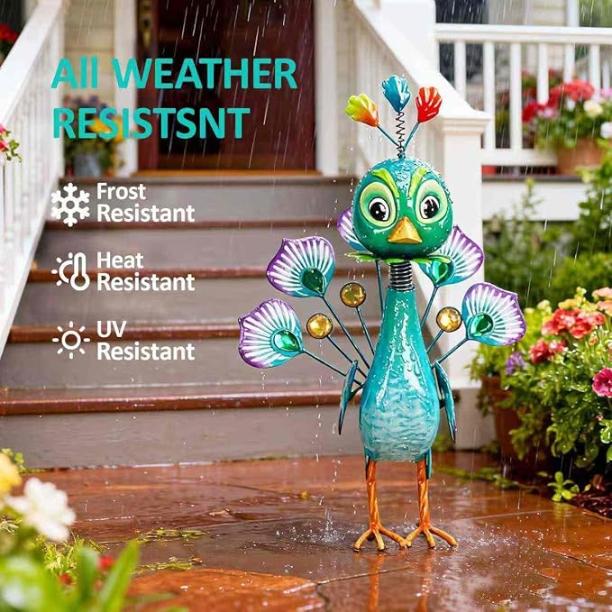 Natelf Metal Peacock Statue Outdoor Garden Yard Patio Decor Gift for Women | Indoor Home Decor Lawn Sculpture Mom Grandma Mother's Day Birthday