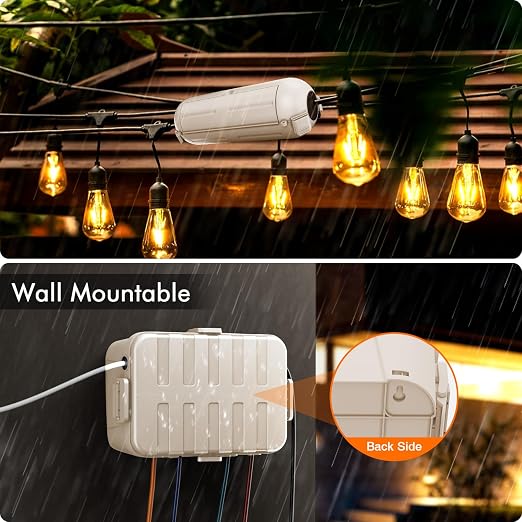 RESTMO 5-Piece Outdoor Waterproof Electrical Box Set – 12.5" x 8.5" x 5" Large & 7.1" x 2.3" x 2.3" Small, Weatherproof Boxes for Power Strip, Outlet, Plug, Socket, Timer, Holiday Light, Almond