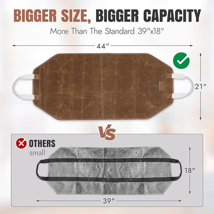 INNO STAGE Canvas Log Carrier Bag, Durable Wood Tote,Fireplace Stove Accessories, Extra Large Firewood Holder with Handles for Camping (44" L x 21" W-Rust)
