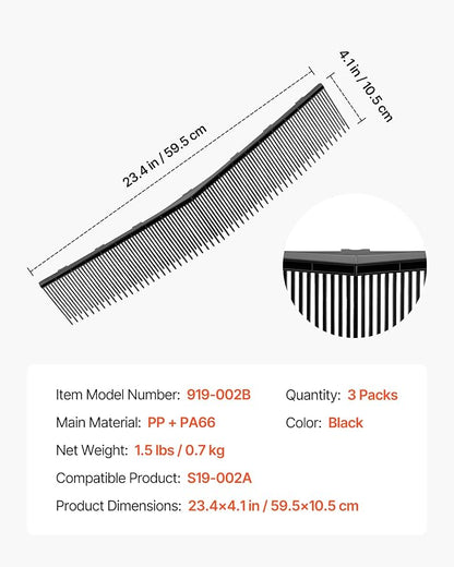 VEVOR 3 Packs Lawn Sweeper Brush Replacement, Compatible with VEVOR 26 in Lawn & Leaf Collector Sweepers, Yard Sweeper Brush Paddle with Durable V-Shaped Bristles for Easy Grass Leaf Cleanup