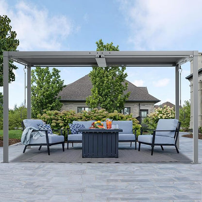 Louvered Pergola 10' x 13', Outdoor Aluminum Pergola with Reinforced Steel Roof, Heavy-Duty Hardtop Gazebo for Patio Deck, Weatherproof Sun Shade Shelter, Gray