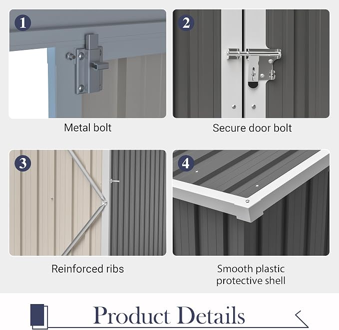 YOPTO 10x4 FT Outdoor Storage Shed, Metal Sheds with Floor Base & Open Firewood Storage,Steel Garden Shed with Lockable Doors,Sloped Roof,Windows, 2 in 1 Large Tool Shed for Patio, Backyard, Lawn.Gray