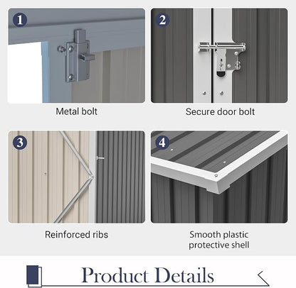 YOPTO 10x4 FT Outdoor Storage Shed, Metal Sheds with Floor Base & Open Firewood Storage,Steel Garden Shed with Lockable Doors,Sloped Roof,Windows, 2 in 1 Large Tool Shed for Patio, Backyard, Lawn.Gray
