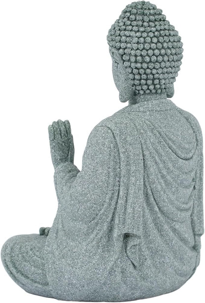 Garden Buddha Resin Stone Statue for Outdoor and Indoor Zen Decor Sandstone Effect Lawn Ornament for Home and Garden Landscaping or Meditation Space(A)